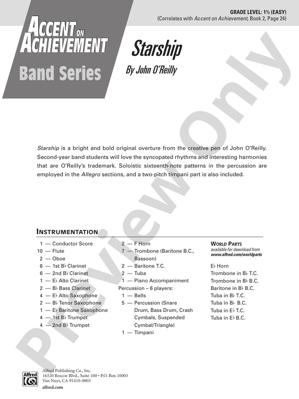 Starship - Concert Band Conductor Score & Parts (Digital Download)