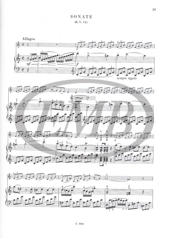 Mozart - Early Sonatas Volume 2 - Violin/Piano Accompaniment EMB Z3636