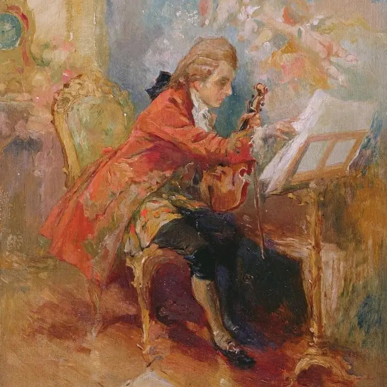 Greeting Card Mozart Playing the Violin - Jean-Louis Ernest