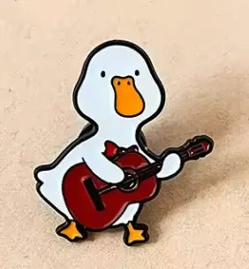 Pin/Brooch Duck Playing the Guitar