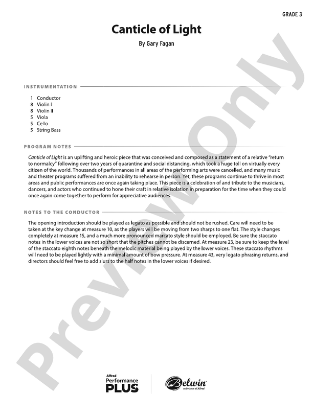 Canticle of Light - String Orchestra Conductor Score & Parts (Digital Download)