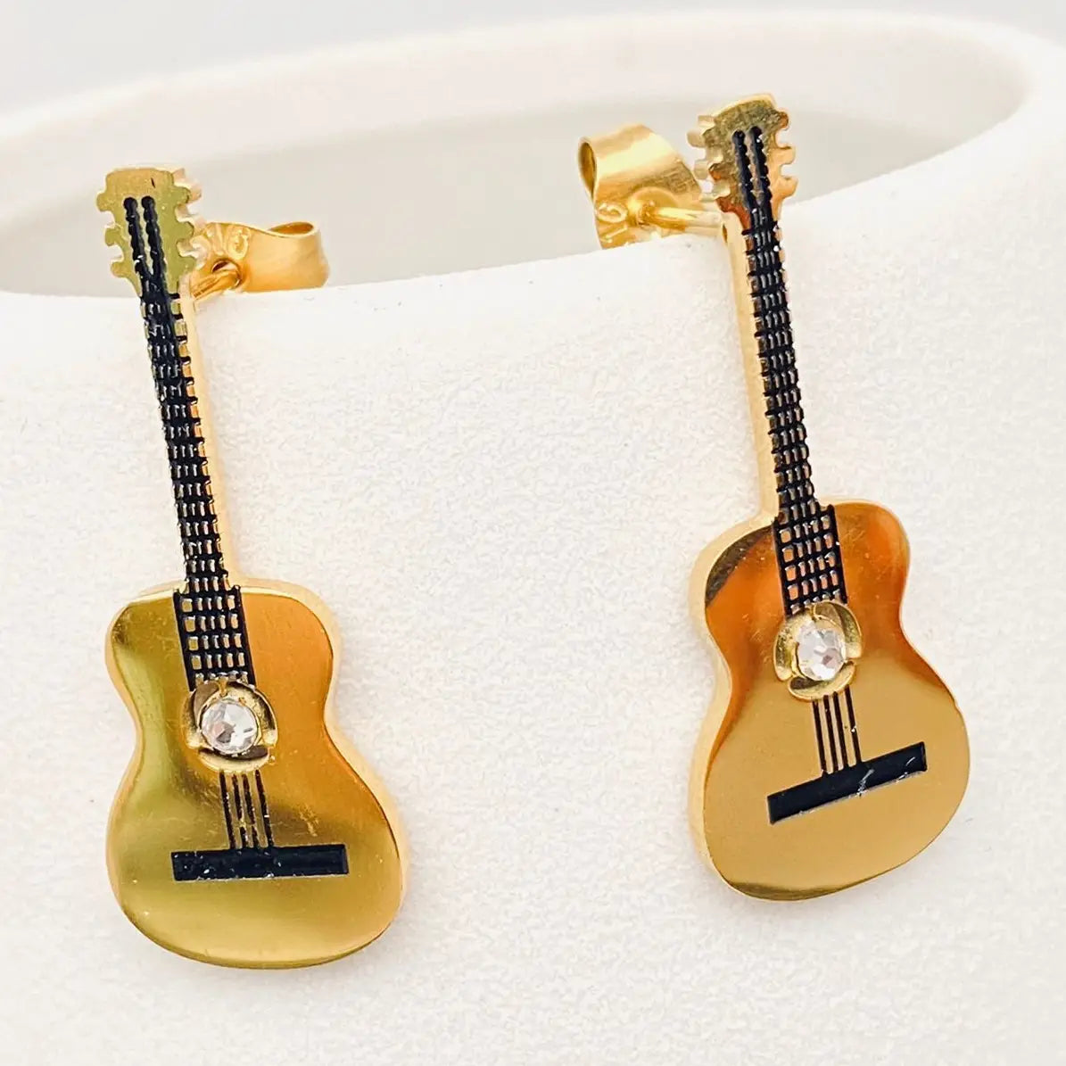 Gold Plated Guitar Earrings
