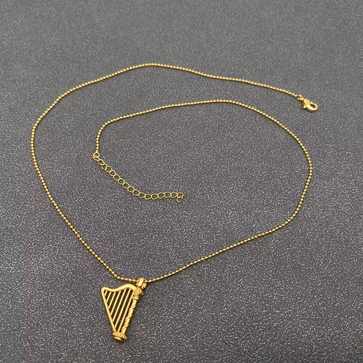 Gold Plated Harp Charm and Chain