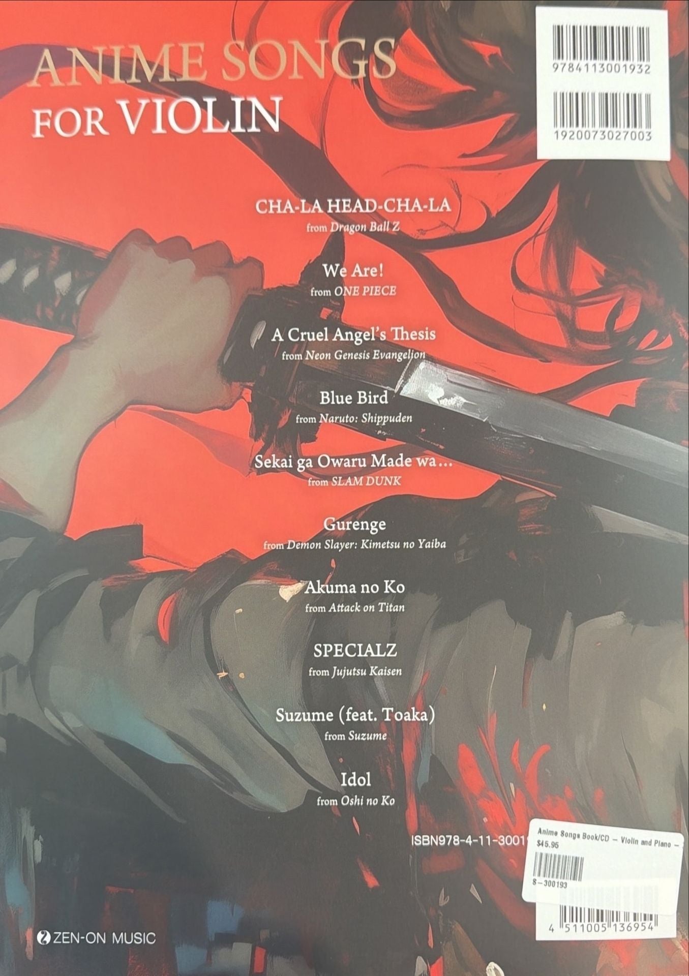 Anime Songs Book/CD - Violin and Piano - Zen On