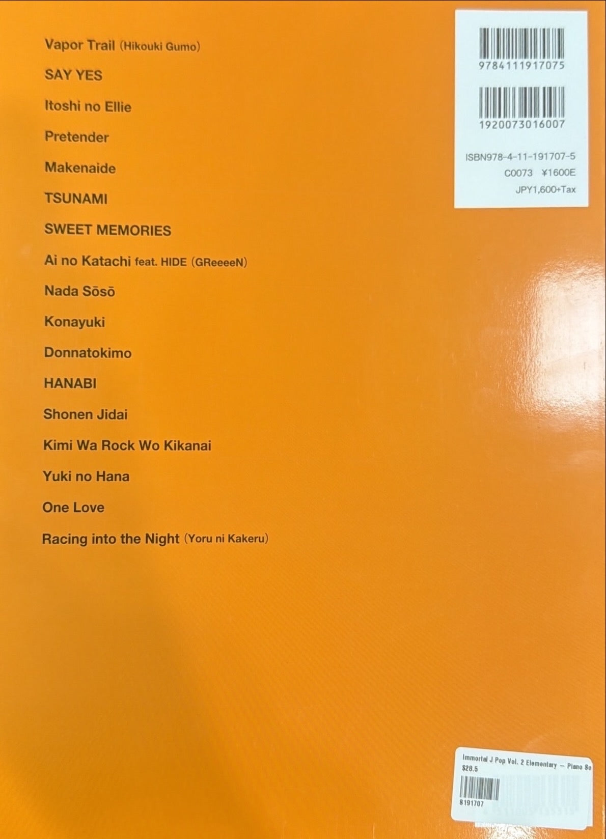 Immortal J Pop Vol. 2 Elementary - Piano Solo - Zen On
