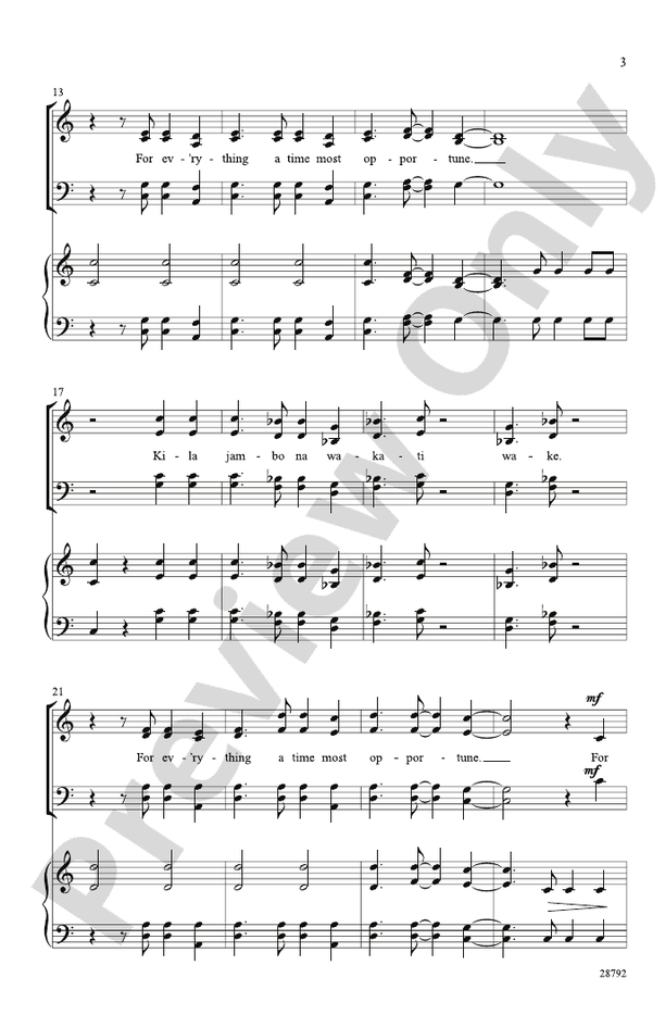 Kila Jambo na Wakati Wake (For Everything a Time Most Opportune - Swahili) – SATB Choral Octavo (Digital Download)