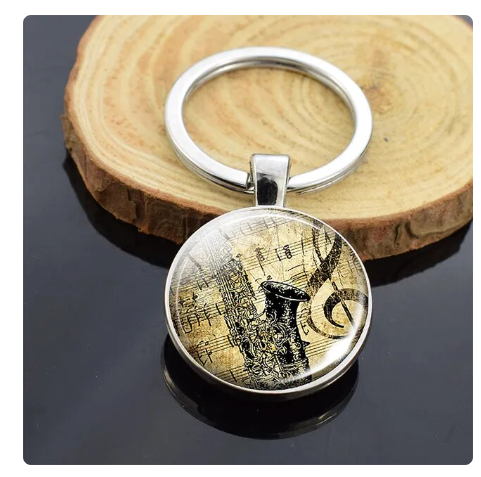 Glass Top Saxophone Keyring