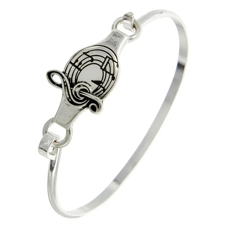 Silver Treble Clef Metal Casting Bangle