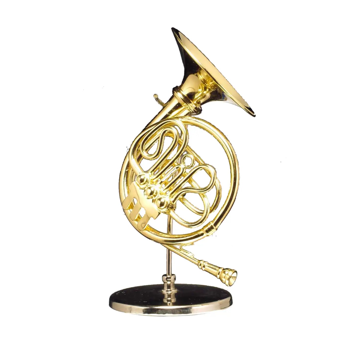 Minature Gold French Horn with Stand and Case