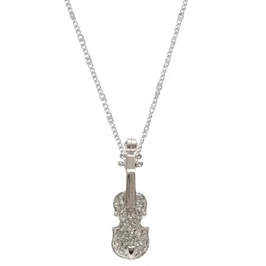 Silver Violin Pendant with a Silver Chain