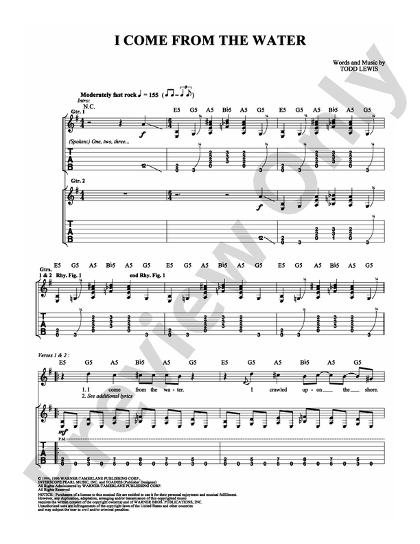 I Come From the Water - Guitar TAB (Digital Download)
