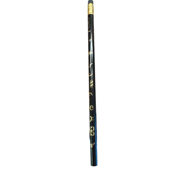 Black Pencil with Gold Music Symbols