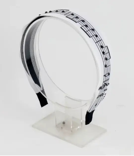Headband White with Black Manuscript Design