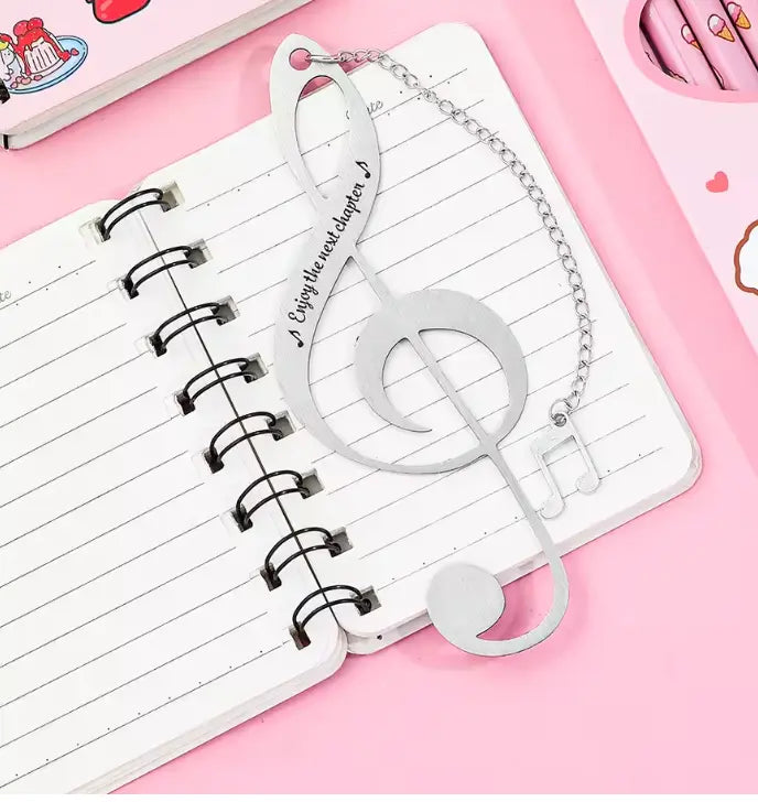Treble Clef Bookmark with Chain and Quaver Charm