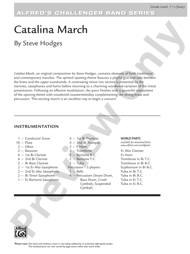 Catalina March - Concert Band Conductor Score & Parts (Digital Download)
