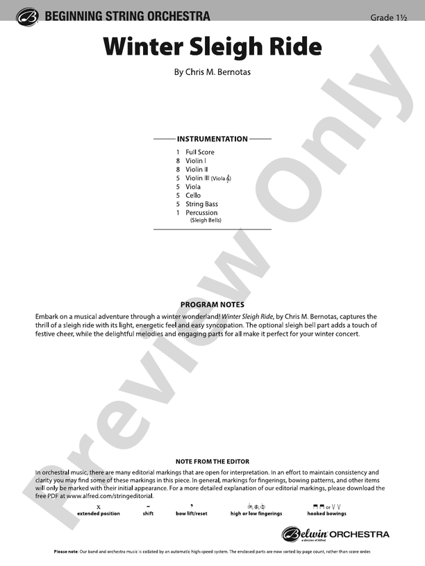 Winter Sleigh Ride - String Orchestra Conductor Score & Parts (Digital Download)