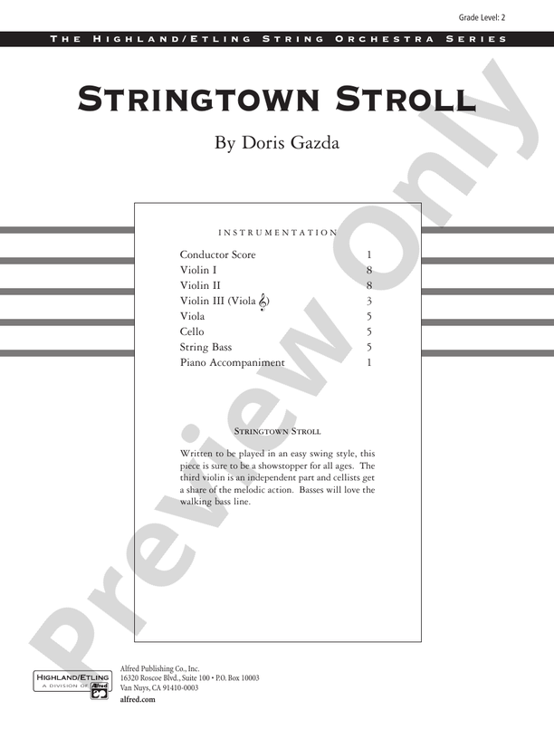 Stringtown Stroll – String Orchestra Conductor Score & Parts (Digital Download)