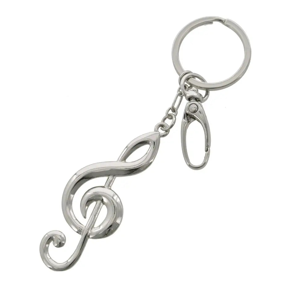 Silver Treble Clef Keyring with a Lobster Claw Clasp