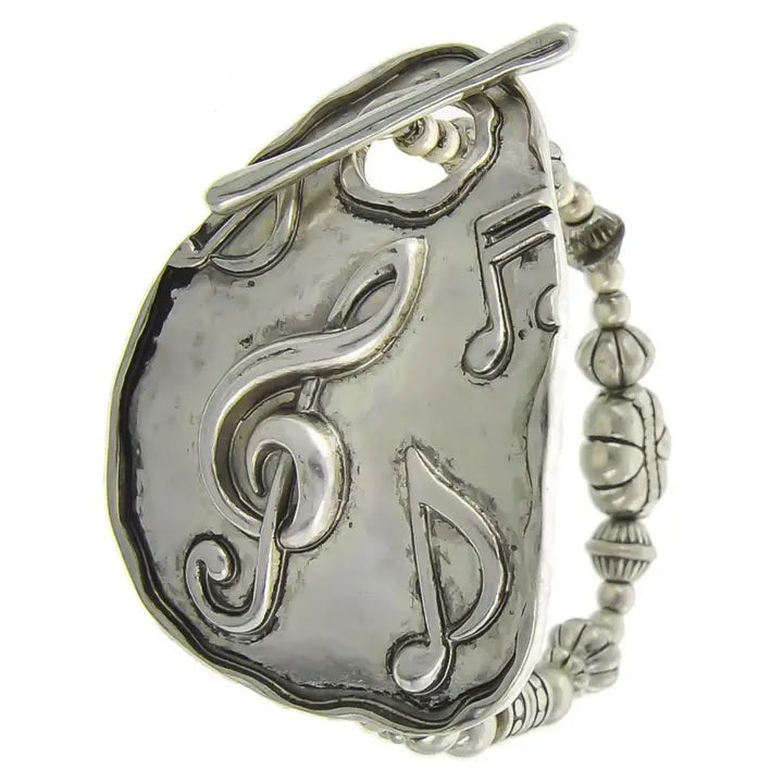 Beaded Music Toggle Stretch Bracelet with Treble Clef and Notes