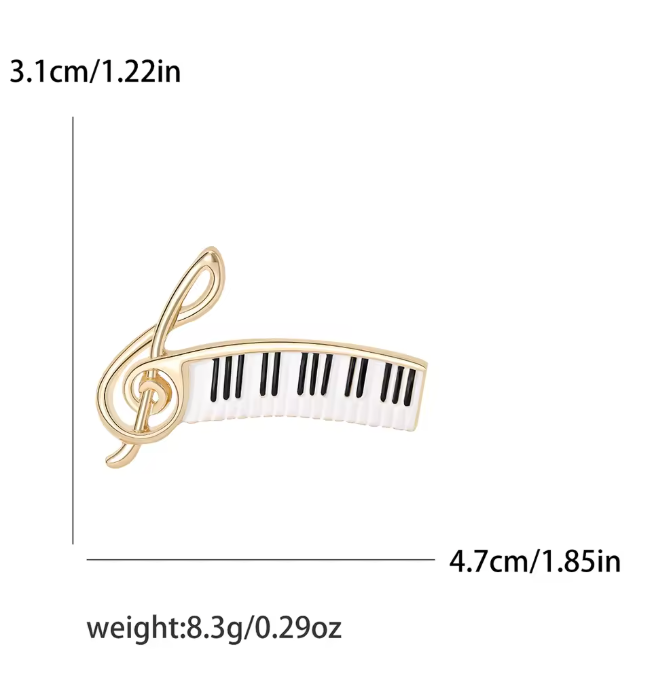 Brooch Gold Treble Clef with Keyboard
