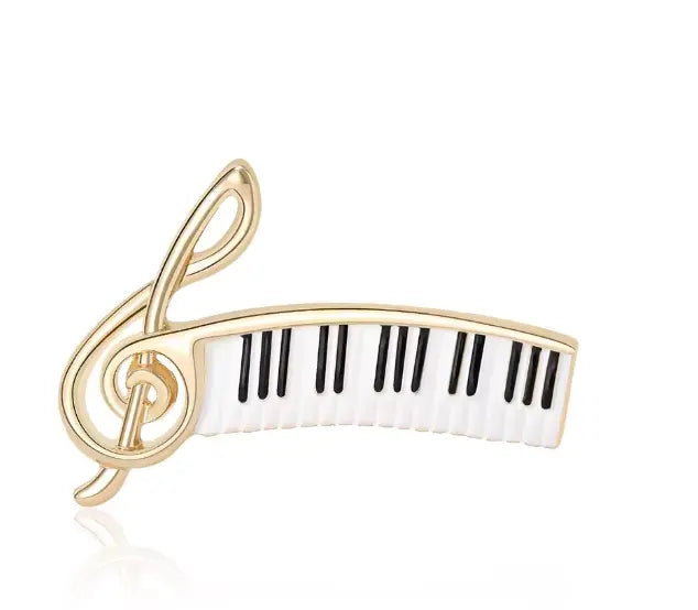 Brooch Gold Treble Clef with Keyboard