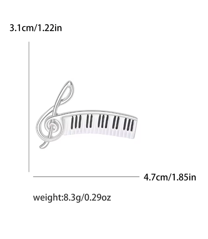 Brooch Silver Treble Clef with Keyboard
