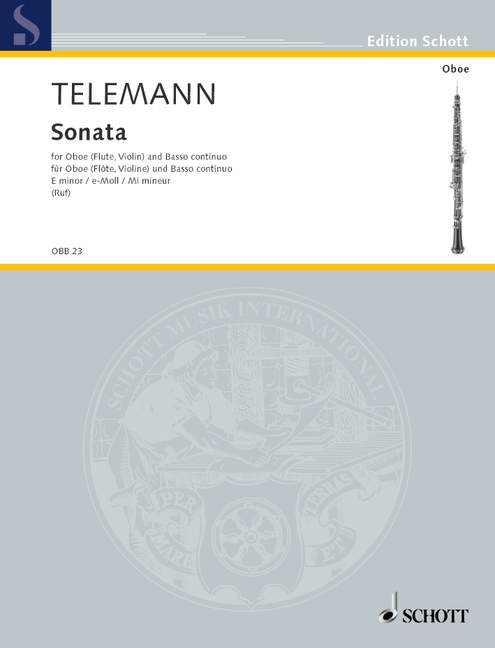 Telemann - Sonata in Emin - Oboe/Basso Continuo Schott OBB23