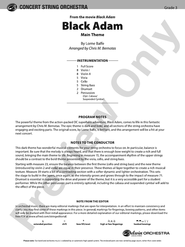 Black Adam - String Orchestra Conductor Score & Parts (Digital Download)
