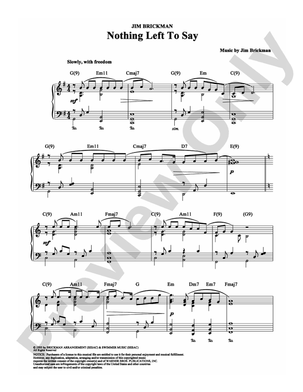 Nothing Left to Say - Piano (Digital Download)