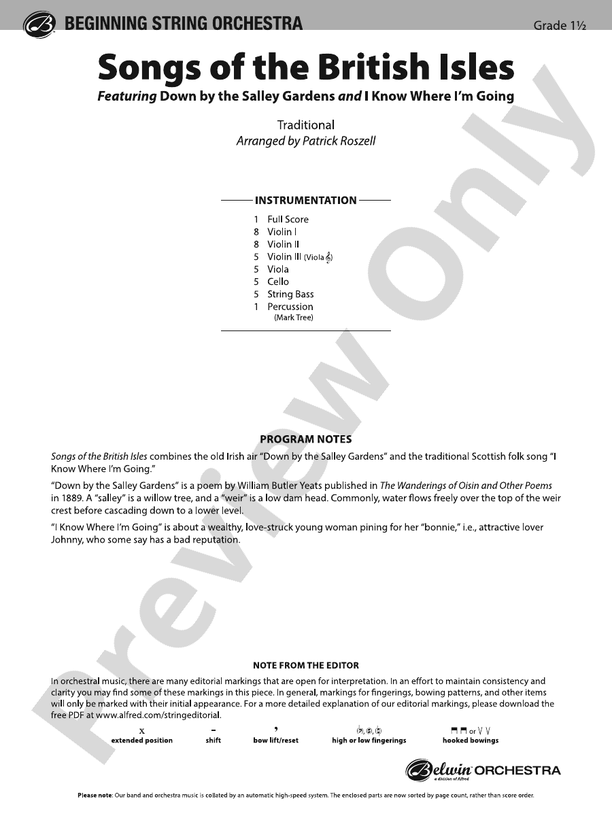 Songs of the British Isles - String Orchestra Conductor Score & Parts (Digital Download)