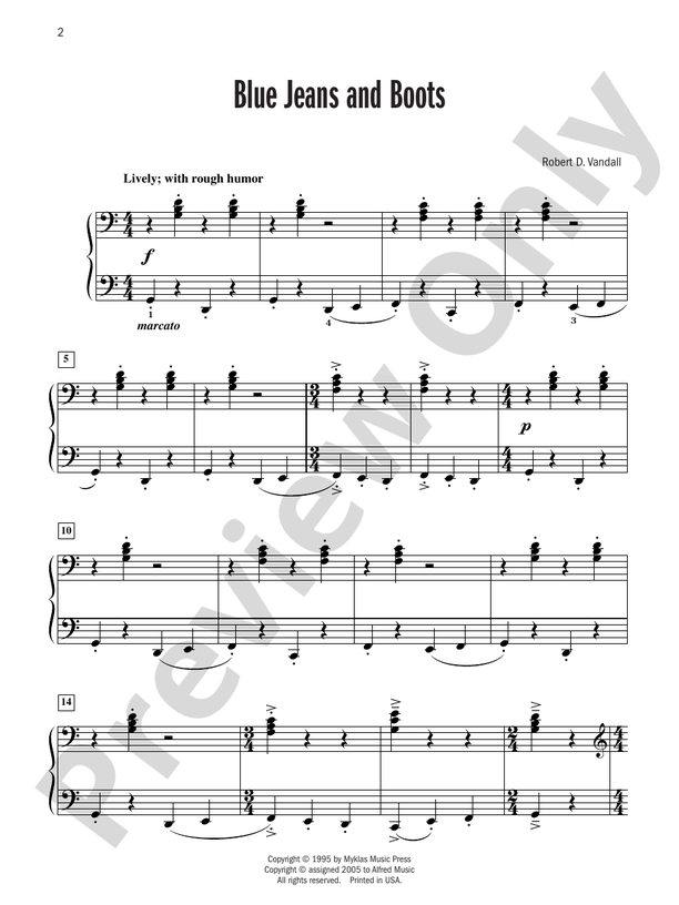 Blue Jeans and Boots - Piano (Digital Download)