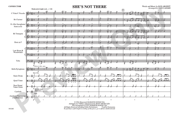 She's Not There – Marching Band Conductor Score & Parts (Digital Download)