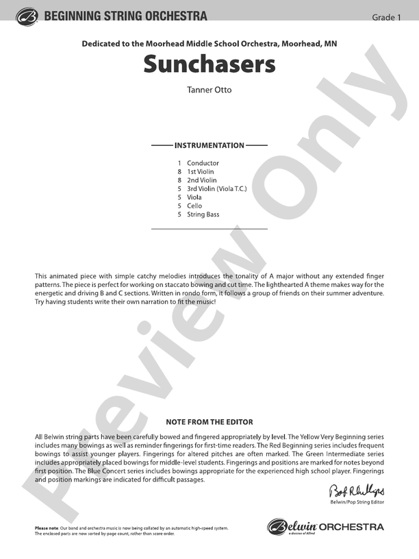 Sunchasers - String Orchestra Conductor Score & Parts (Digital Download)
