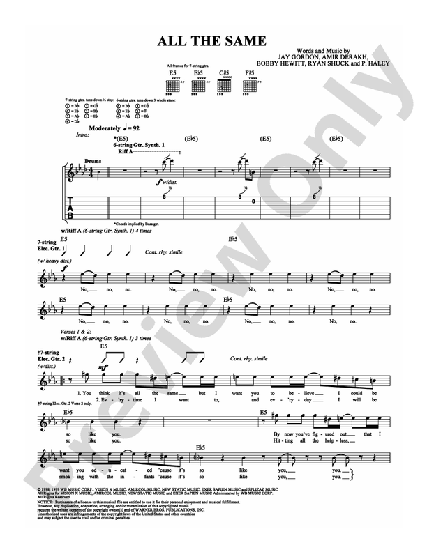 All the Same - Guitar TAB (Digital Download)
