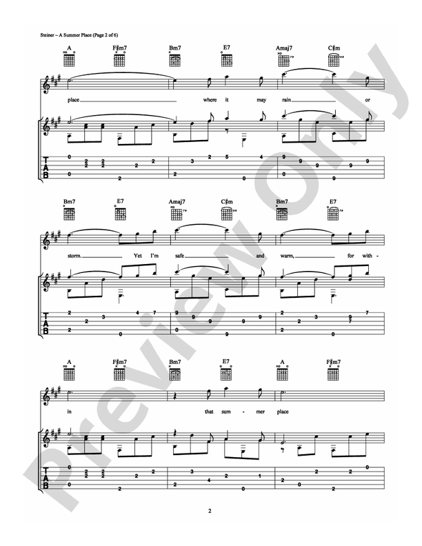 Theme from A Summer Place - Guitar TAB (Digital Download)