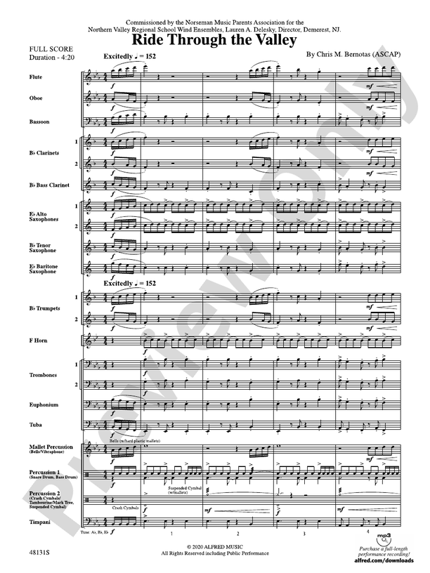 Ride Through the Valley - Concert Band Conductor Score & Parts (Digital Download)