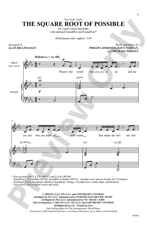 The Square Root of Possible - 2 Part Treble Choral Octavo (Digital Download)