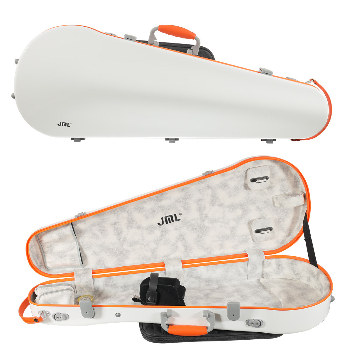 JML Carbon Fibre Adjustable 1.7 Arrow Viola Case White/Orange 15-16.5"