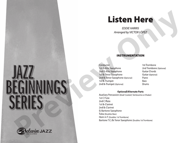 Listen Here (Grade 1) - Jazz Ensemble Conductor Score & Parts(Digital Download)