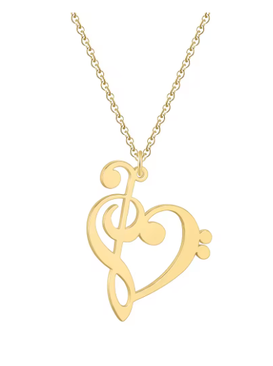 Gold Treble/Bass Clef Pendant and Chain