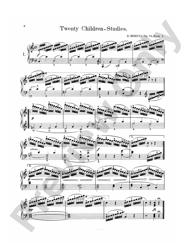 Berens - 20 Children's Studies, Op. 79 - Piano Solo (Digital Download)