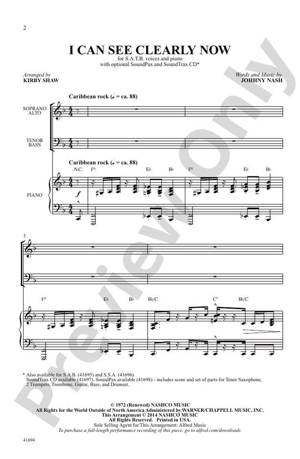 I Can See Clearly Now – SATB Choral Octavo (Digital Download)