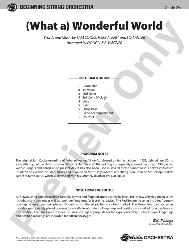 (What A) Wonderful World – String Orchestra Conductor Score & Parts (Digital Download)
