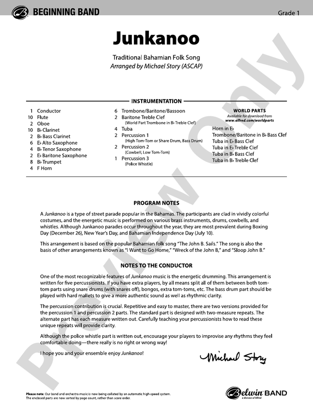 Junkanoo - Concert Band Conductor Score & Parts (Digital Download)