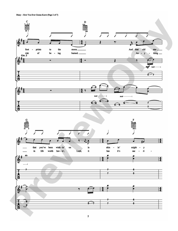 How You Ever Gonna Know - Guitar TAB (Digital Download)