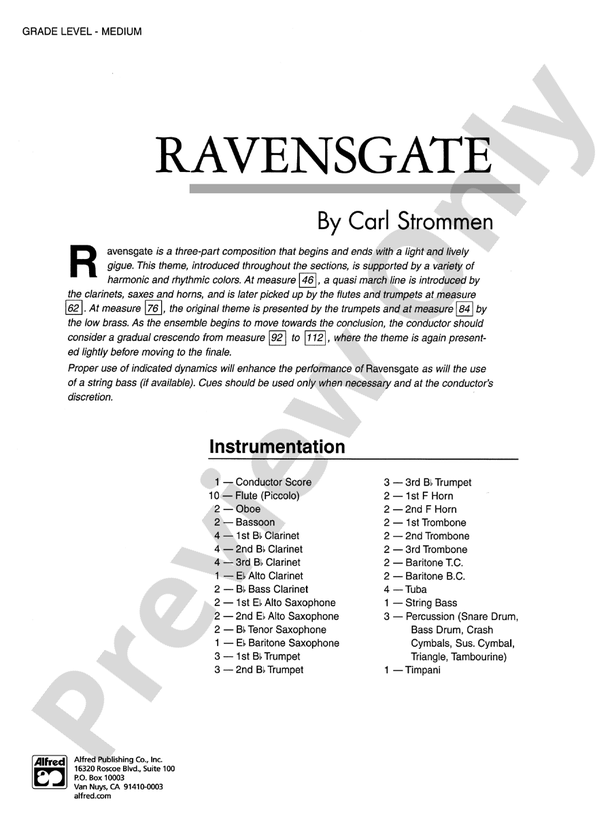 Ravensgate - Concert Band Conductor Score & Parts (Digital Download)