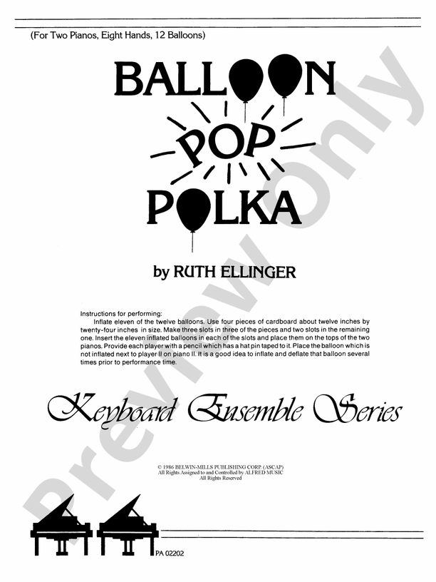 Balloon Pop Polka - 2 Pianos, 8 Hands (Digital Download)