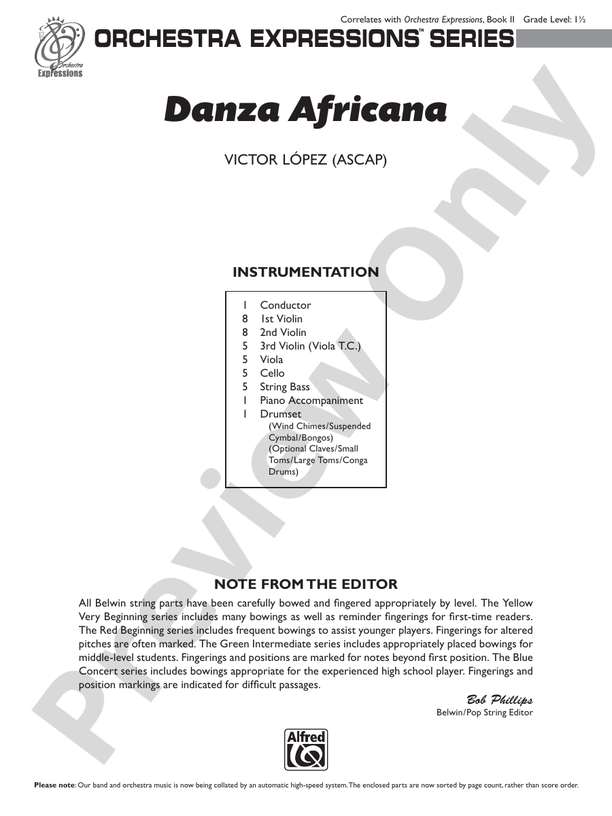 Danza Africana – String Orchestra Conductor Score & Parts (Digital Download)
