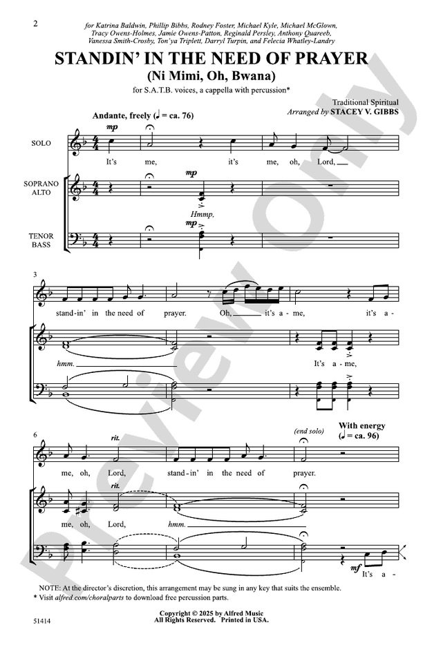 Standin' in the Need of Prayer - SATB Choral Octavo (Digital Download)
