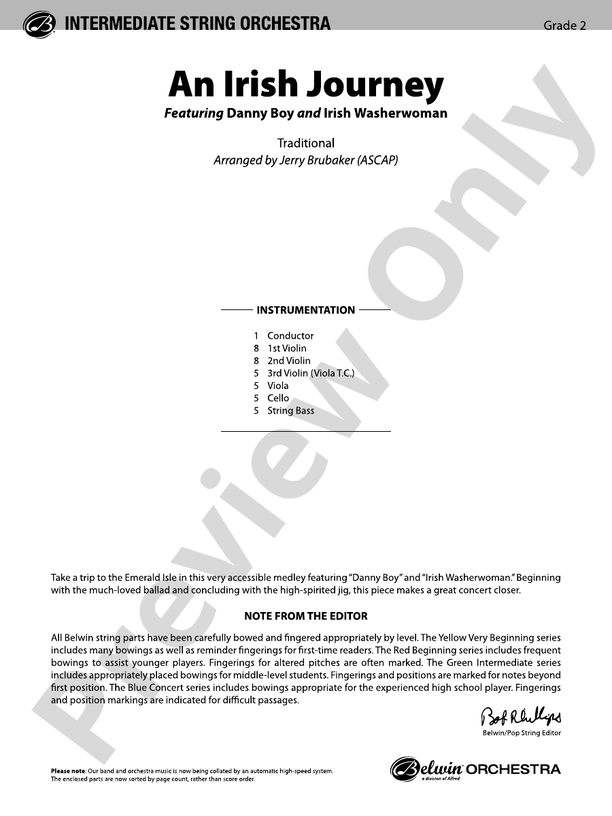 An Irish Journey - String Orchestra Conductor Score & Parts (Digital Download)